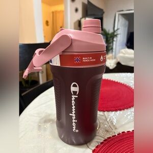 Champion Pink and Brown Thermos with Built-in Hook